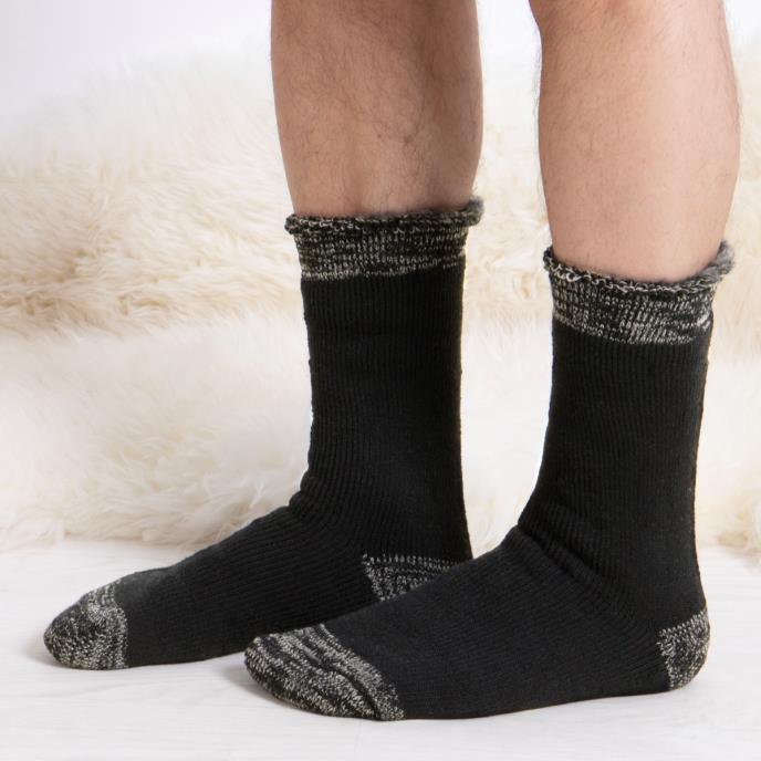 totes toasties® Mens 3.0 TOG  Brushed Inside Thermal Lined Socks (Twin Pack) Black Twist Extra Image 3